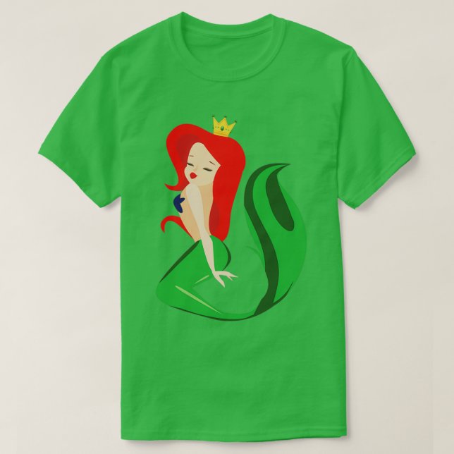 T-shirt Art vectoriel de sirène verte (Design devant)
