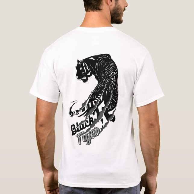 T-shirt Art vectoriel de tigre noir avec texte de tigre no (Dos)