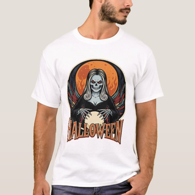 T-shirt Art Vectoriel Diseuse de Bonne Aventure Squelette  (Devant)