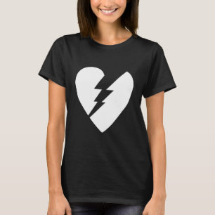 T-shirt Art vectoriel du coeur brisé noir et blanc