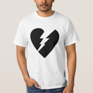 T-shirt Art vectoriel du coeur brisé noir et blanc