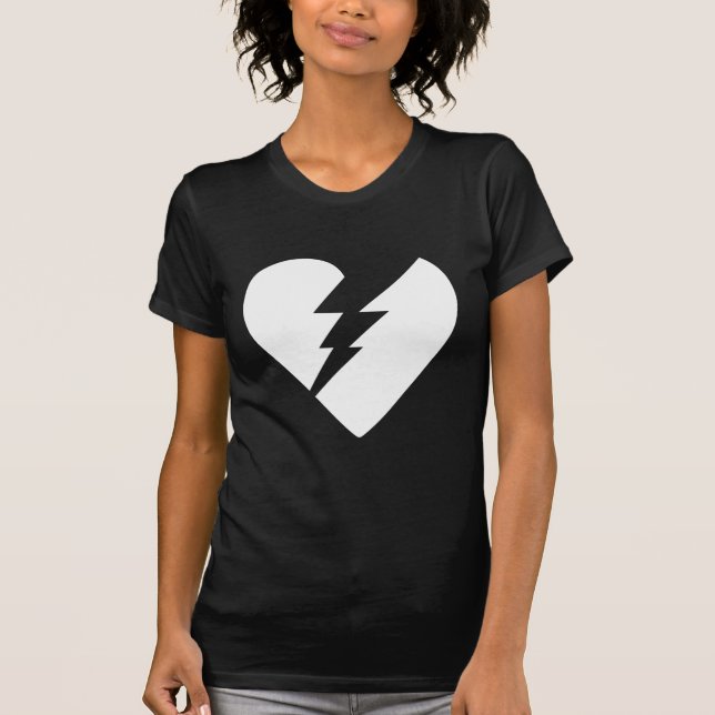 T-shirt Art vectoriel du coeur brisé noir et blanc (Devant)