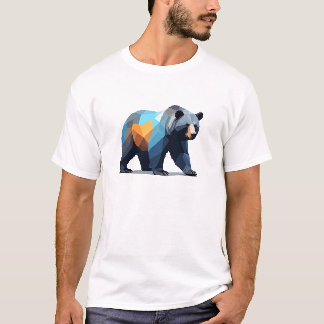 T-shirt Art vectoriel grizzli ours avec des couleurs vives (Devant)