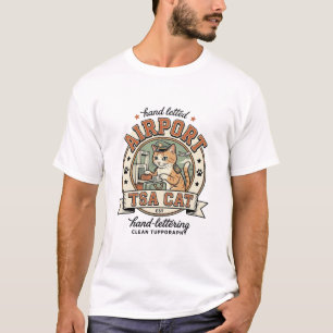 T-shirt Art vectoriel vintage Chat TSA de l'aéroport Chat 