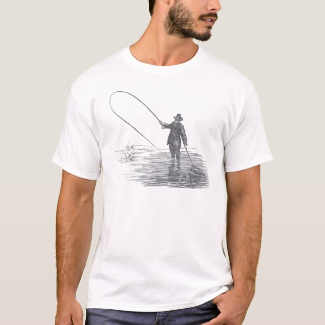 T-shirt Art vintage de pêche de mouche (Devant)