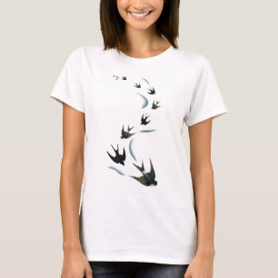 T-shirt Art vintage d'oiseaux d'hirondelle