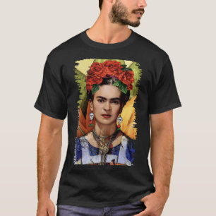 T-shirt art vintage Frida kahlo art cadeau fleur cadeau po
