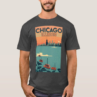 T-shirt Art Vintage voyage de Chicago Illinois US