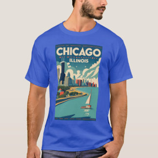 T-shirt Art Vintage voyage de Chicago Illinois US 2