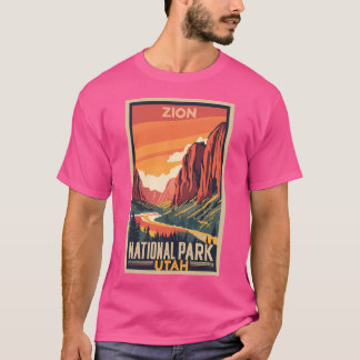 T-shirt Art Vintage voyage Du Parc National De La Zion - U
