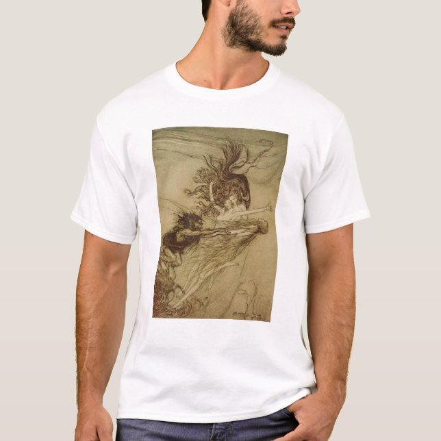 T-shirt Arthur Rackham | le Rhinemaidens taquinant (Devant)