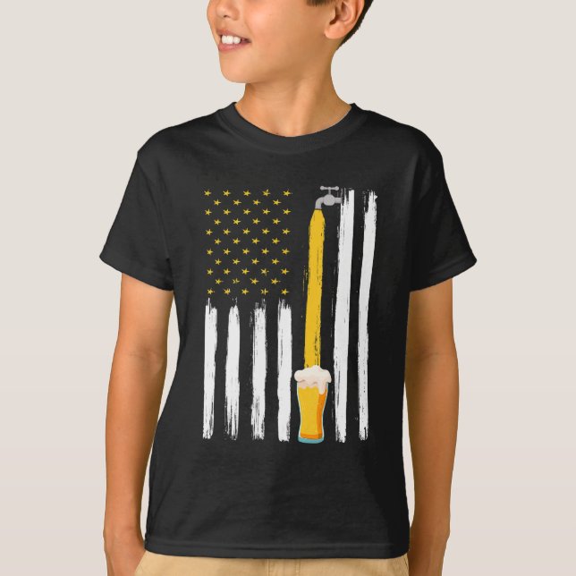 T-shirt Artisanat Beer American Flag USA 4 juillet Brasser (Devant)