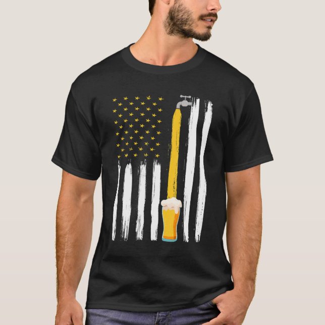 T-shirt Artisanat Beer American Flag USA 4 juillet Brasser (Devant)