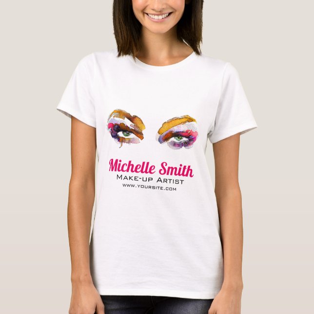 T-shirt Artiste branché de maquillage oculaire aquarelle d (Devant)