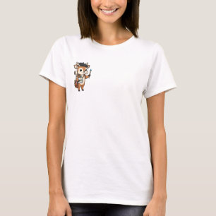 T-shirt Artiste Créatif Cerf avec Béret, Pinceau