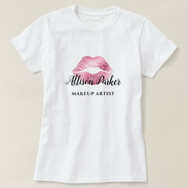 T-shirt Artiste de maquillage à lèvres de Parties scintill (Design devant)