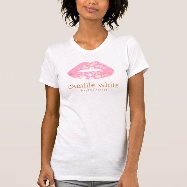 T-shirt Artiste de maquillage de filles amusantes Lips ros (Devant)