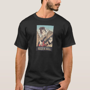 T-shirt Artiste guitariste japonais Samurai Jouer de la gu