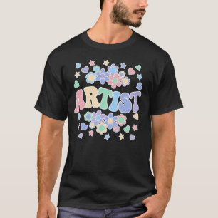 T-shirt ARTISTE-Retro Super, Fleurs, Coeurs, Étoile
