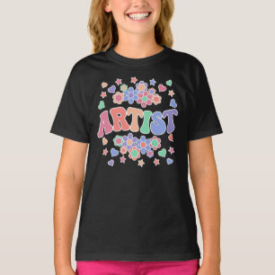 T-shirt ARTISTE-Retro Super, Fleurs, Coeurs, Étoile