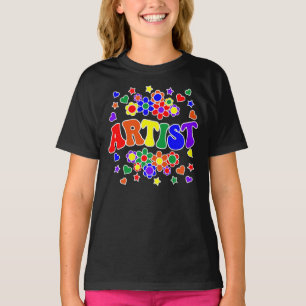 T-shirt ARTISTE-Retro Super, Fleurs, Coeurs, Étoile