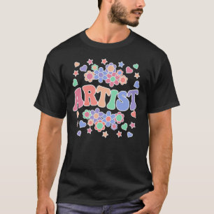 T-shirt ARTISTE-Retro Super, Fleurs, Coeurs, Étoile