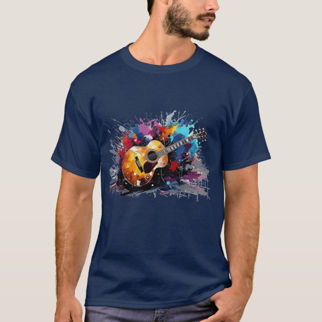 T-shirt Artistic Abstract Guitar Music Lover's Art (Devant)