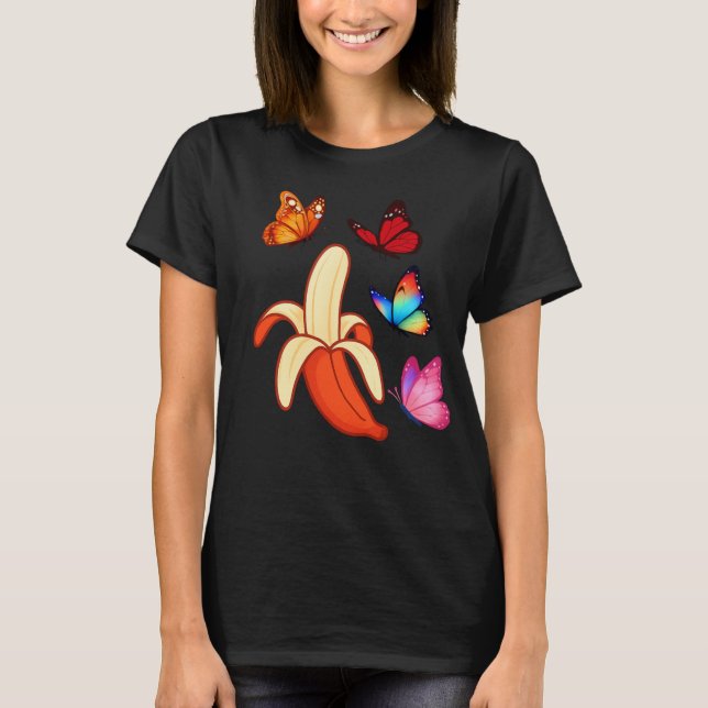 T-shirt Artistic Banana with Butterflies (Devant)