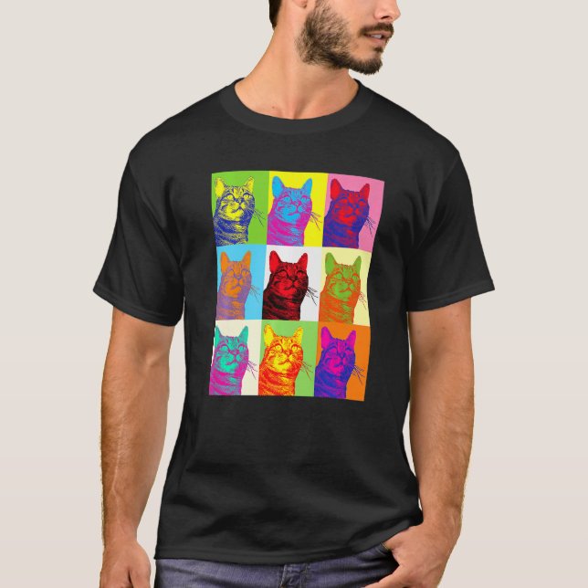 T-shirt Artistic Cat 1960s Pop Cat Cat (Devant)