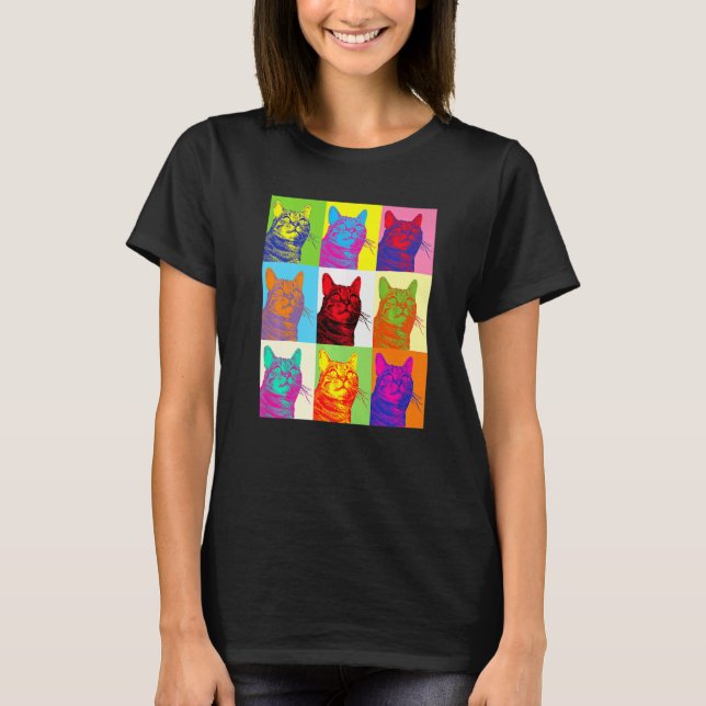 T-shirt Artistic Cat 1960s Pop Cat Cat (Devant)