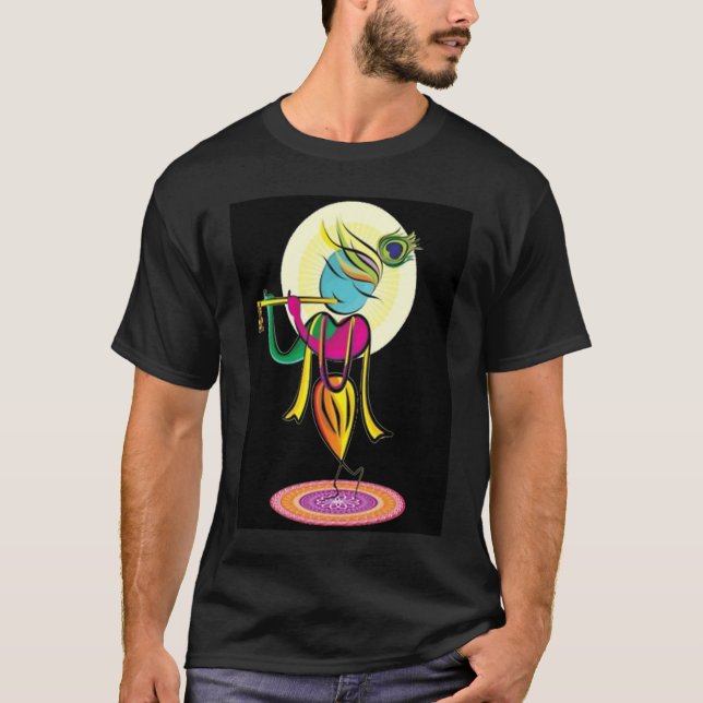 T-shirt Artistic colourful Lord Shri Krishna with flute! (Devant)