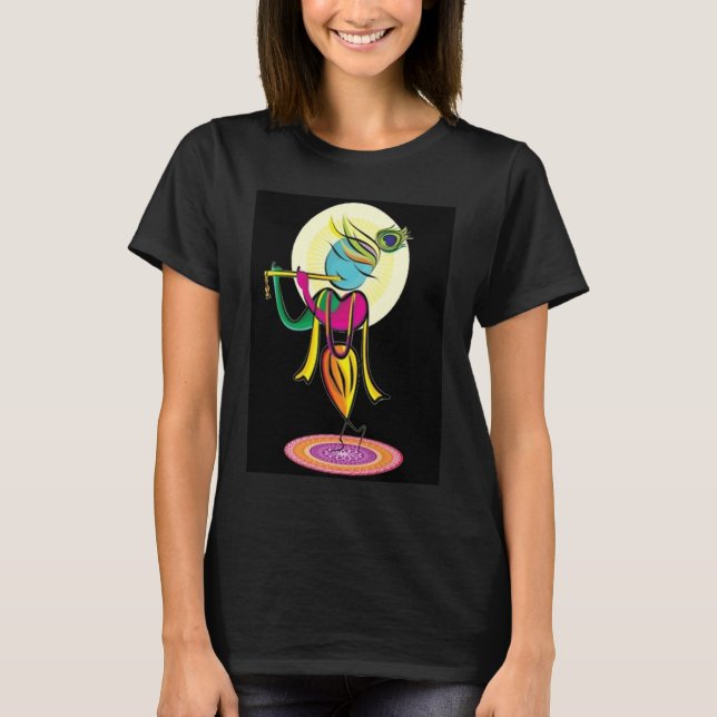 T-shirt Artistic colourful Lord Shri Krishna with flute! (Devant)
