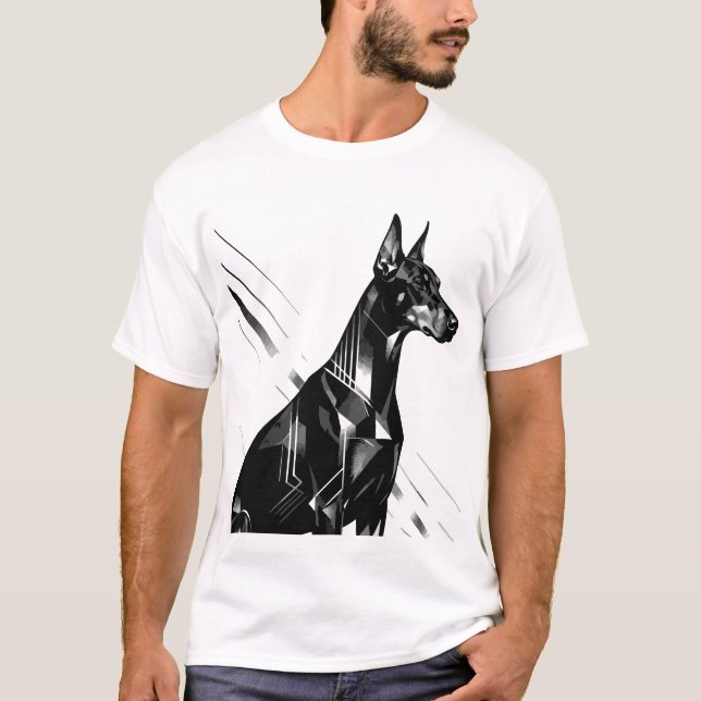 T-shirt Artistic Doberman Pinscher & Watercolor German She (Devant)