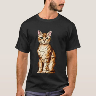 T-shirt Artistic Feline Portrait Amid Tropical Flowers 