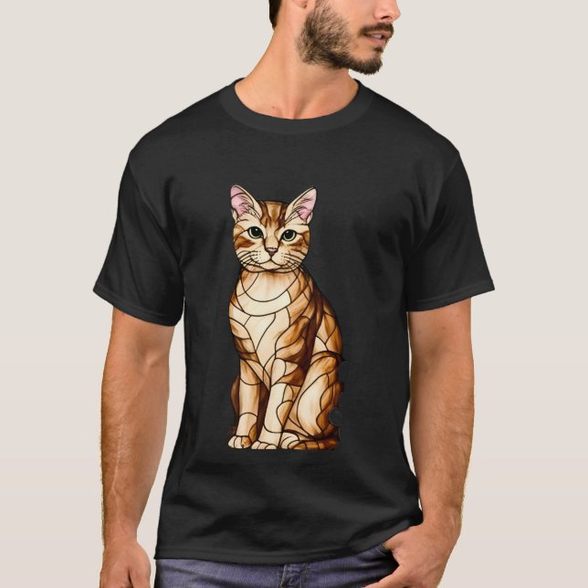 T-shirt Artistic Feline Portrait Amid Tropical Flowers  (Devant)