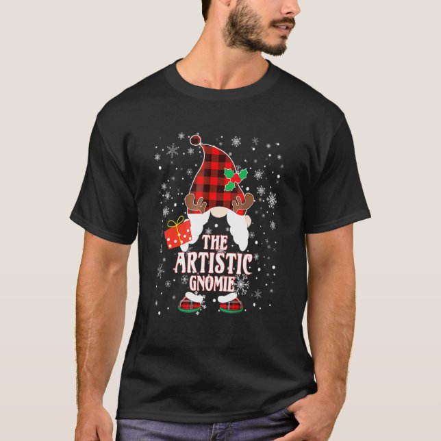 T-shirt Artistic Gnome Buffalo Plaid Matching Family Chris (Devant)