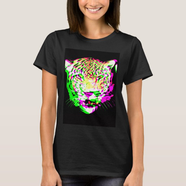 T-shirt Artistic Leopard Psychedelic Animal Cool Colorful (Devant)