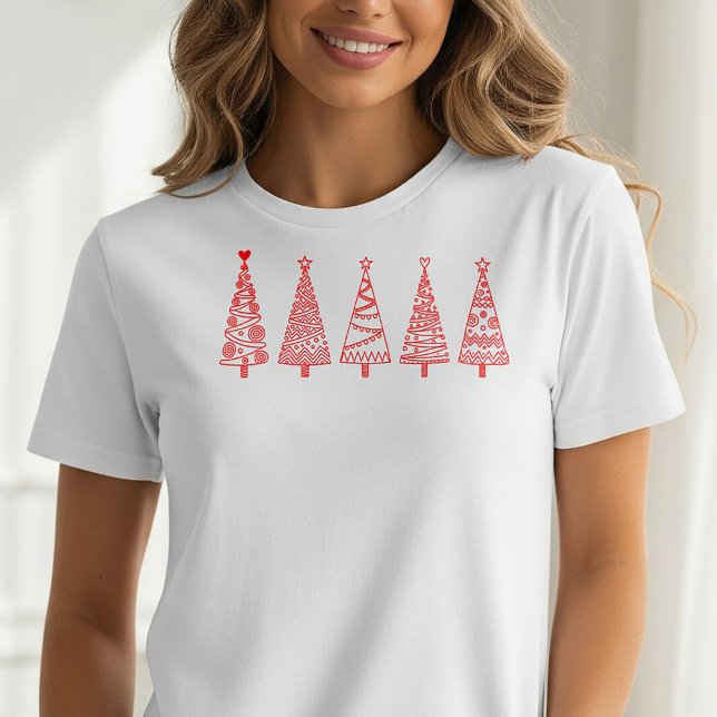 T-shirt Artistic Line Art Christmas Trees Holiday Tee (Créateur téléchargé)