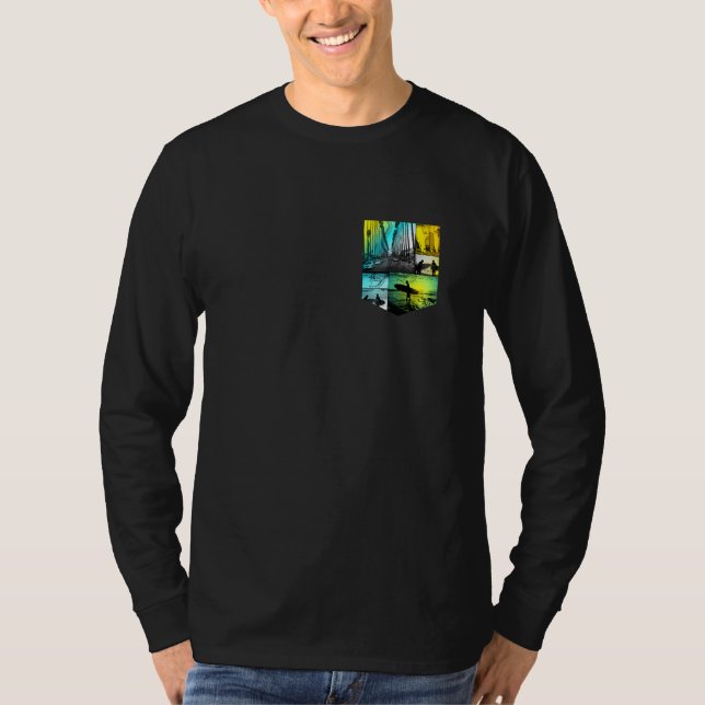 T-shirt Artistic Sunset Beach Surf Palm Tree Tropical F (Devant)