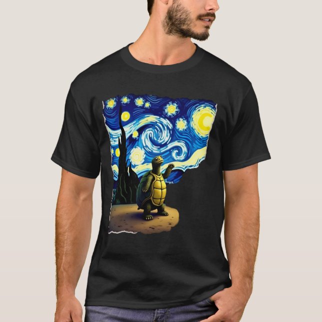 T-shirt Artistic Turtle Shirt  Starry Night Turtle (4) (Devant)