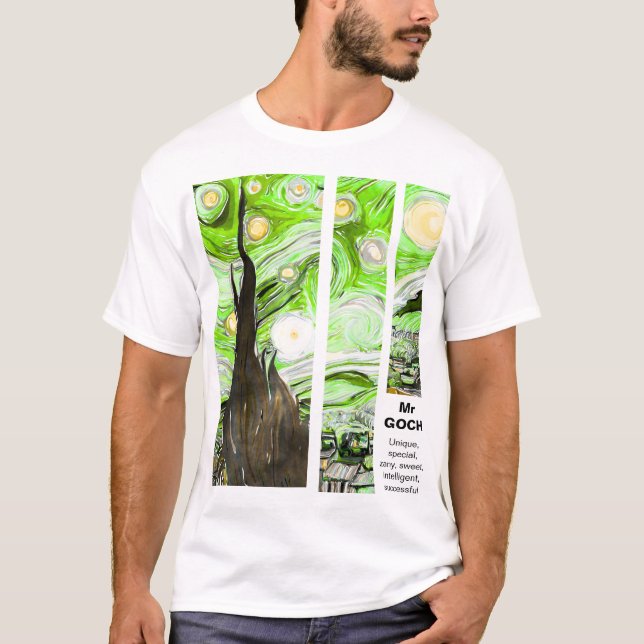 T-shirt Artistic Van Gogh Broken Green Pink (Devant)