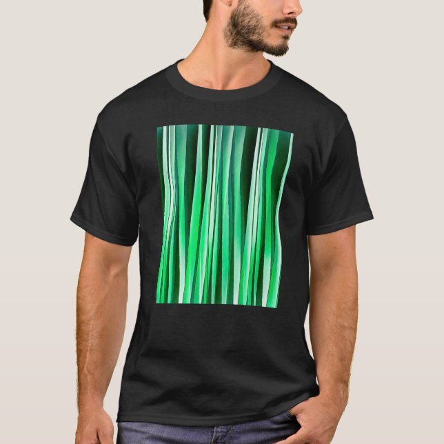 T-shirt Artistic Vertical Stripes Aquamarine Green Hues (Devant)