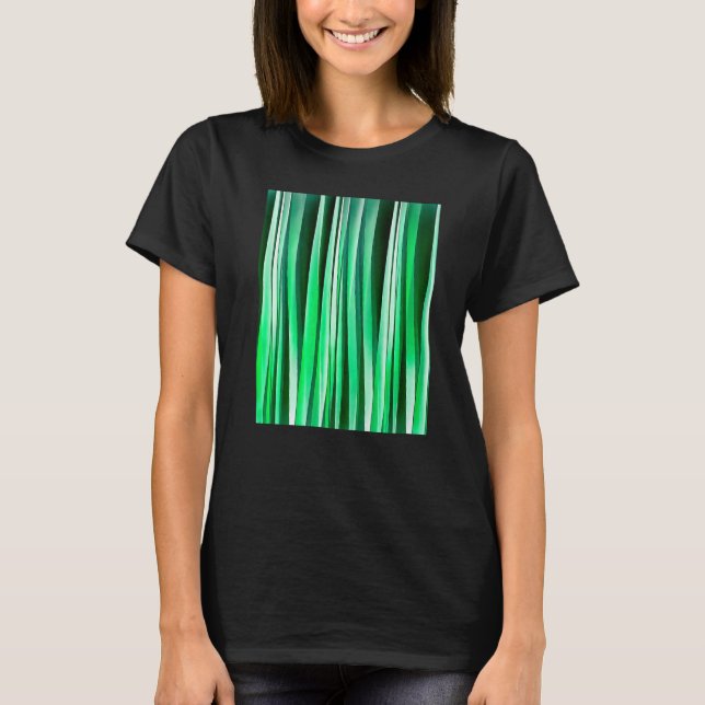 T-shirt Artistic Vertical Stripes Aquamarine Green Hues (Devant)