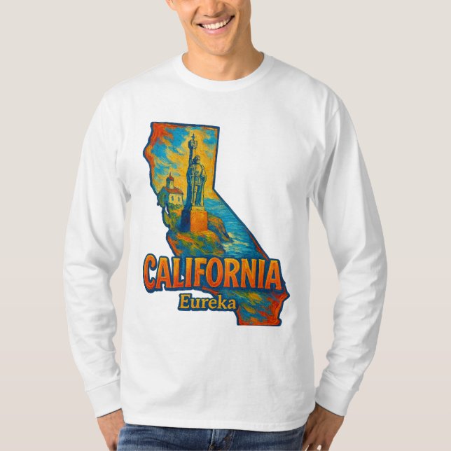 T-Shirt Artistique de l'Etat de Californie - Peint (Devant)