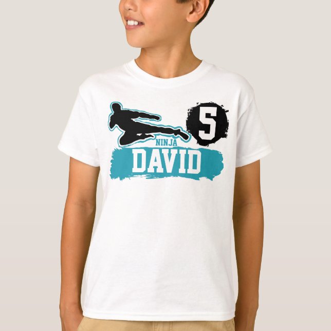 T-shirt Arts Martiaux Ninja Guerrier Thème Anniversaire Ga (Devant)