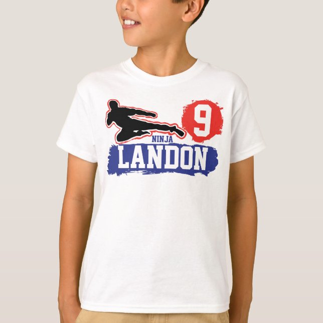 T-shirt Arts Martiaux Ninja Guerrier Thème Anniversaire Ga (Devant)