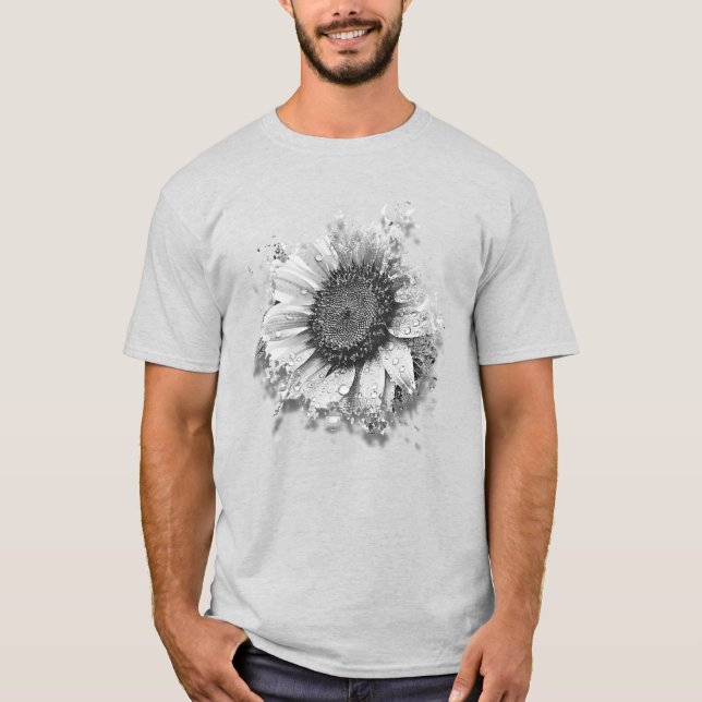 T-shirt Artsy B&W Sunflower (Devant)