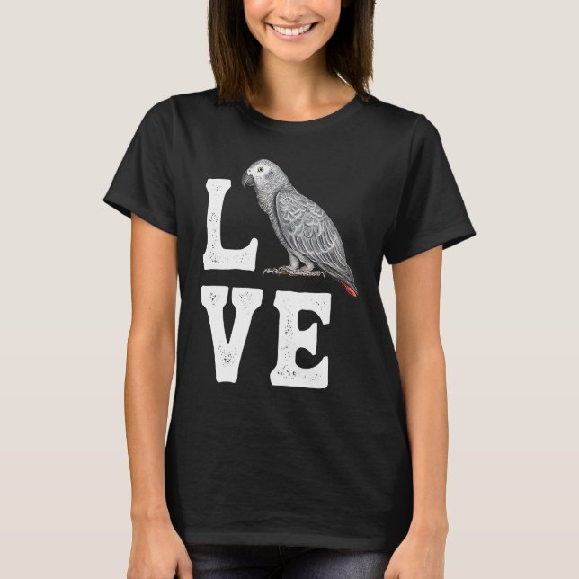 T-shirt Artwork de perroquets gris africains (Devant)