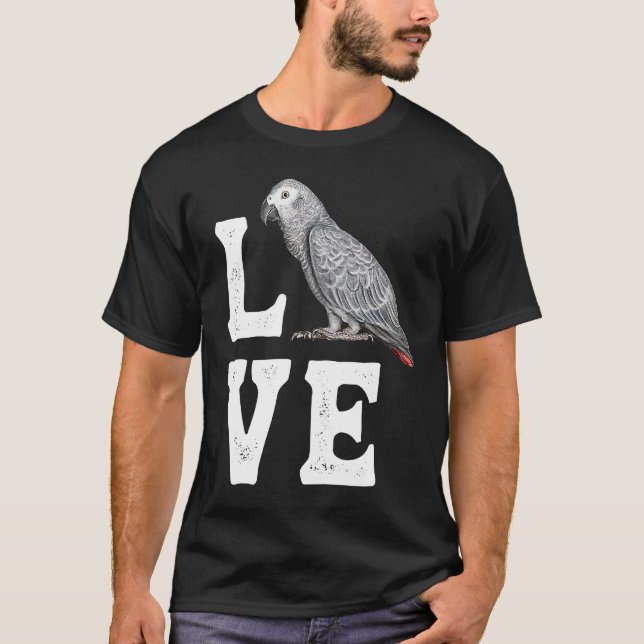 T-shirt Artwork de perroquets gris africains (Devant)