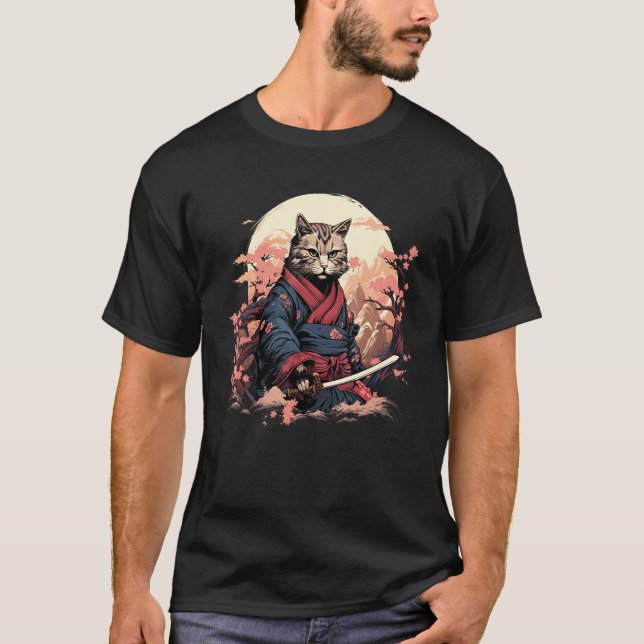 T-shirt Artwork Ninja Cat Samouraï (Devant)